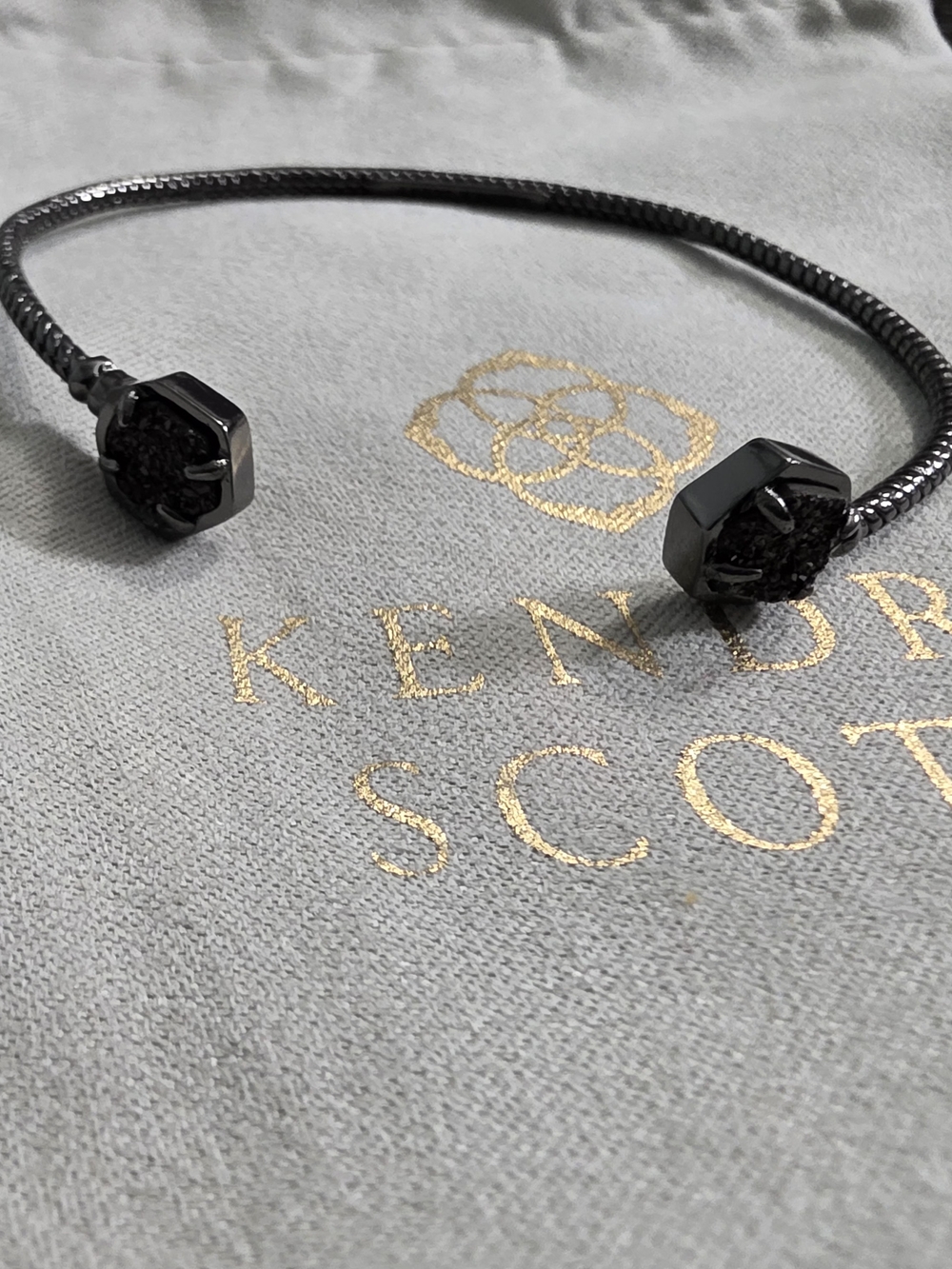 Kendra Scott Jamie Gunmetal And Black Drusy Cuff Bracelet